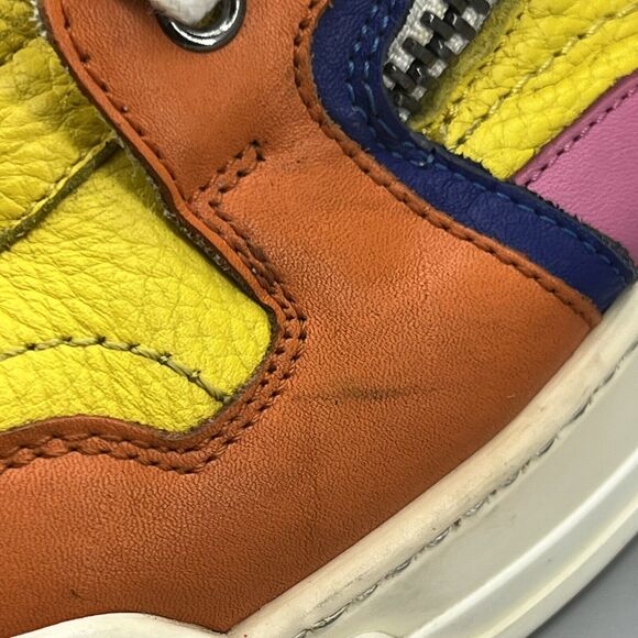 Versace Spring 2015 Sneakers Men’s 10 US, 43 EU Yellow Pink Leather Zip Strap - Picture 10 of 14
